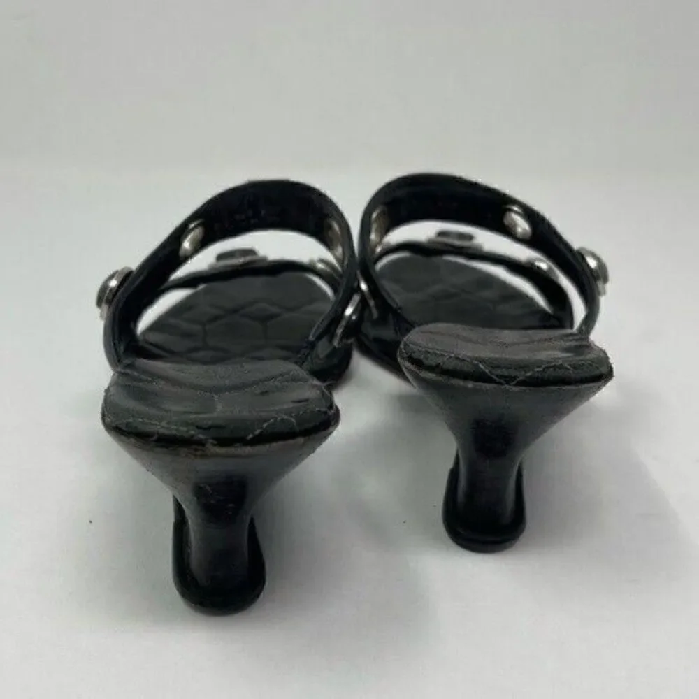 Cole Haan womans Vintage wedged heels 6B BoxS jeweled black leather